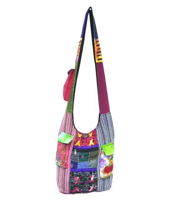 ''Sun, Moon and Cherry Patchwork Cotton Hobo Bag''