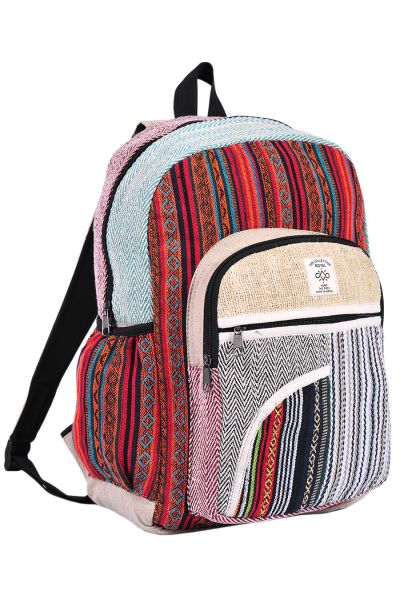 Hippie Boho Hemp Cotton Daypack Backpack Tribal Patch