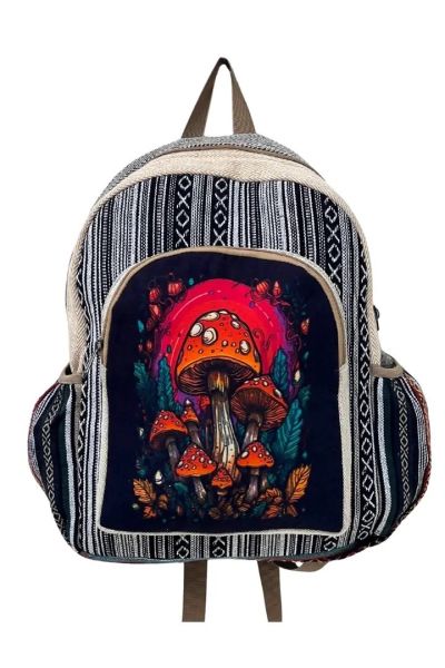 Forest Mushroom Printed Boho Hippie Cotton Back Pack Bag