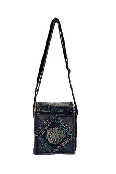 Flower Embroidered Boho Hippie Cotton Passport Bag
