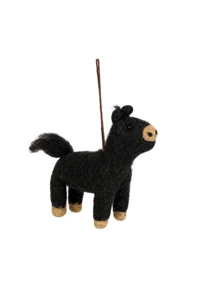 Handcrafted Wool Felt Black Horse Christmas Ornament