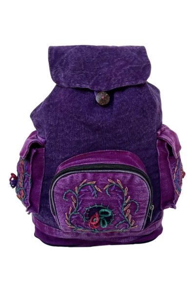 Floral Embroidered Boho Hippie Cotton Back Pack Bag
