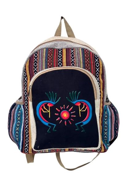 Kokopelli Printed Boho Hippie Cotton Back Pack Bag