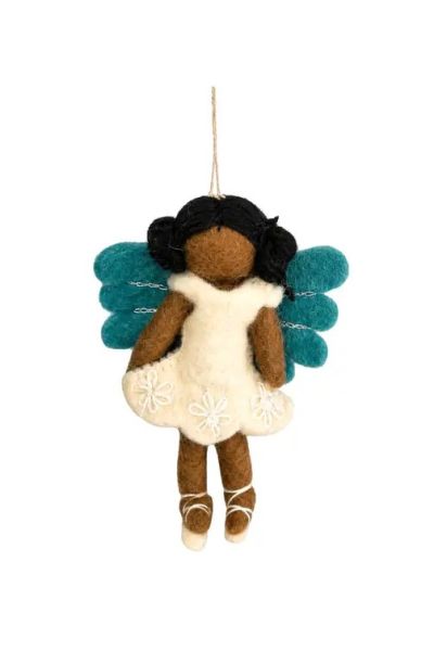 Handcrafted Wool Felt Angel Christmas Ornament Blue Wings