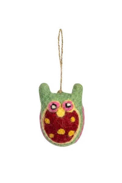 Handcrafted Wool Felt Owl Christmas Ornament