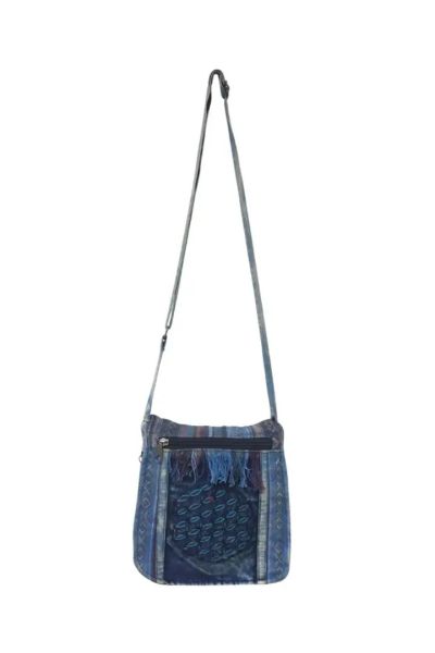 Boho Sacred Geometry Denim Hippie Tribal Messenger Bag