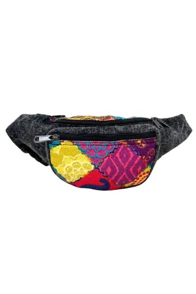 Multi Color Patch Boho Hippie Cotton Stonewashed Fanny Pack
