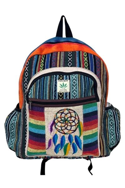 Dream of Catcher Embroidered Hemp Cotton Hippie Back Pack Bag