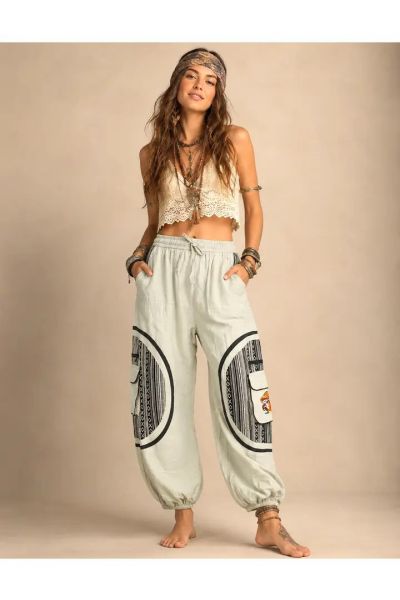 Boho Tribal Mushroon Print Harem Pants