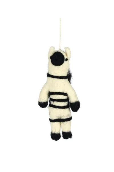 Handcrafted Wool Felt Zebra Christmas Ornament