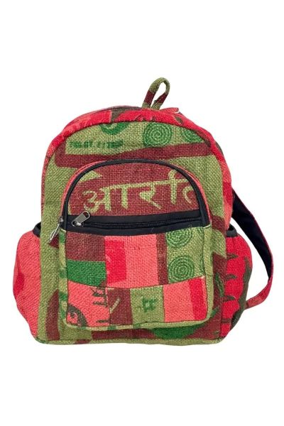 Recycled Jute Boho Hippie Mini Back Pack Bag