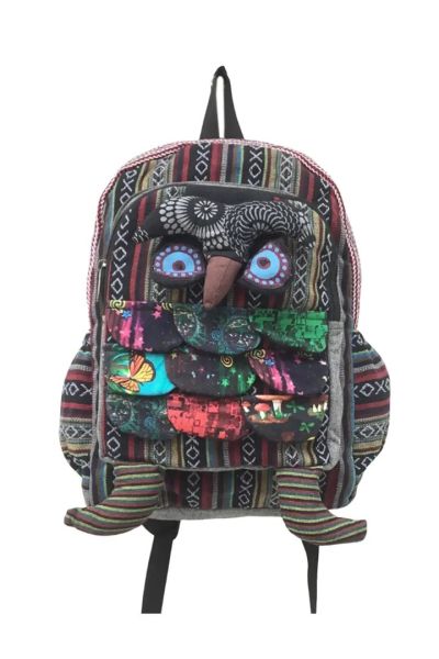 Boho Owl Patchwork Tribal Hippie Backpack Bag
