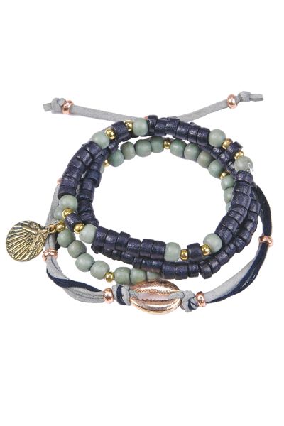 Multi Strand Grey/Black Bead Bracelet