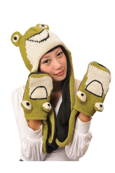 Frog Animal Hat w' Scarves