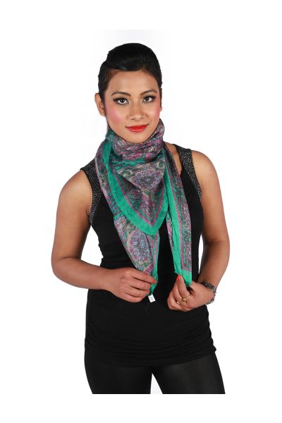 Silk Paisley Printed Square Scarf *Reduced