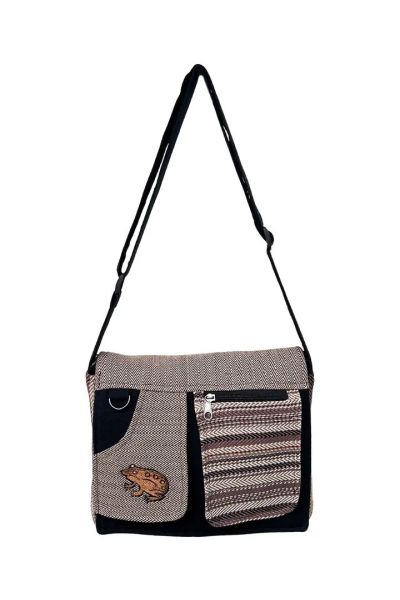 Toad Embroidered Woven Patch Panel Boho Hippie Cotton Laptop Bag