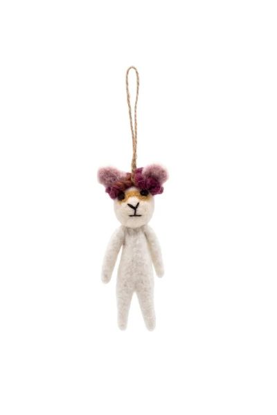 Handcrafted Wool Felt Llama Christmas Ornament with Crown