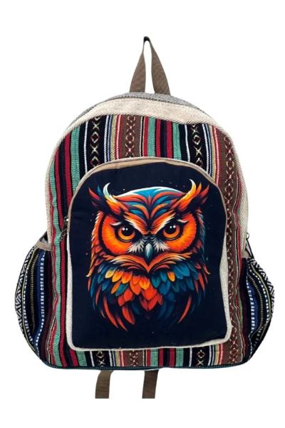 Owl Printed Boho Hippie Cotton Back Pack Bag