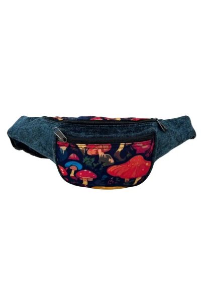 Forest Mushroom Printed Boho Hippie Cotton Stonewashed Fanny Pack