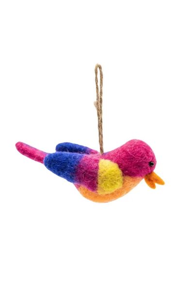 Handmade Wool Felt Tropical Songbird Christmas Ornament