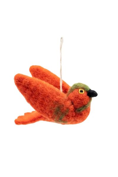 Handcrafted Wool Felt Tropical Bird Christmas Ornament