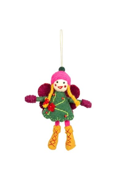 Handcrafted Wool Felt Garden Fairy Christmas Ornament