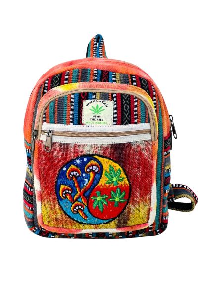 The Collection Royal Trippy Yin-Yang Mushrooms & Cannabis Leaves Mini Backpack Bag