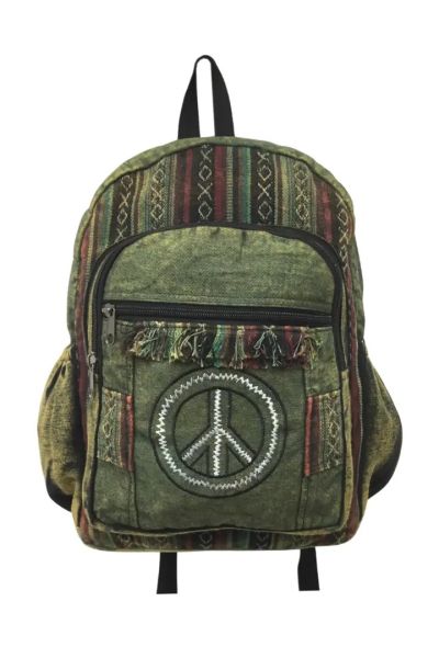Boho Hippie Peace Sign Tribal Backpack Bag