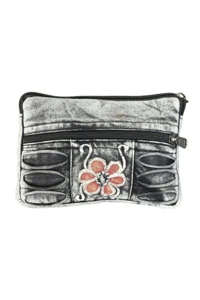 The Collection Royal Daisy Embroidered Cotton Hippie Coin Purse