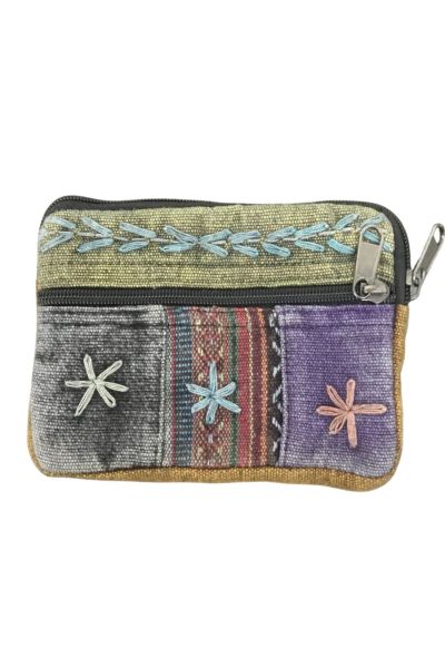 The Collection Royal Embroidered Stonewashed Cotton Hippie Coin Purse