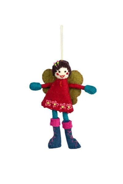 Handcrafted Wool Felt Garden Fairy Christmas Ornament