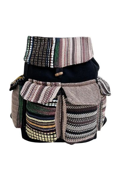 Woven Stripe Patchwork Boho Hippie Cotton Back Pack Bag