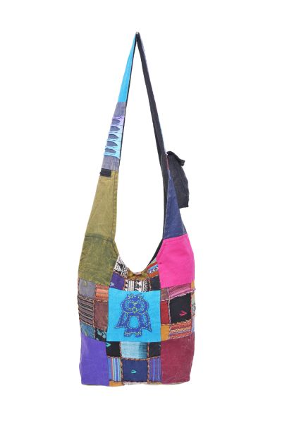 The Collection Royal Owl Patched Cotton Hobo Bag