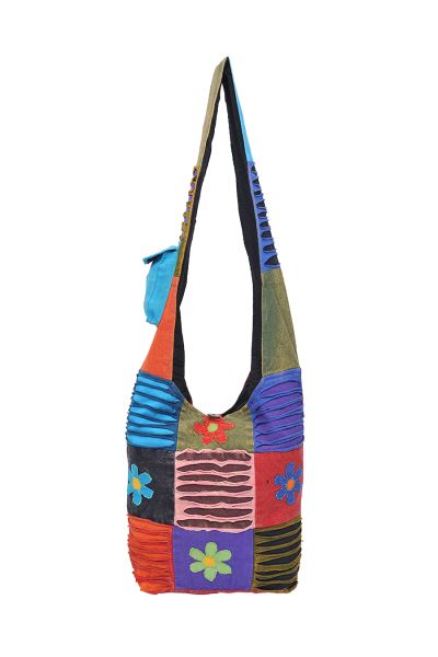 The Collection Royal Floral and Razor Multicolored Patch Cotton Hobo Bag