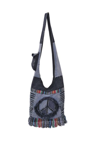 The Collection Royal Peace Patch Fringed Cotton Hobo Bag
