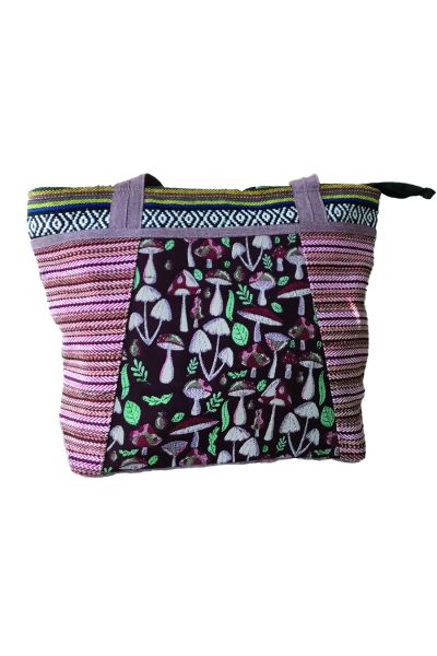 Mushroom Print Hippie Boho Cotton Tote Bag
