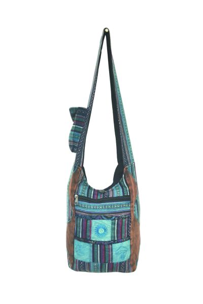 Sun, Peace and Mushroom Printed Tribal Cotton Hobo Bag