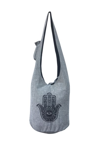 Hand of Hamsa Printed Cotton Hobo Bag