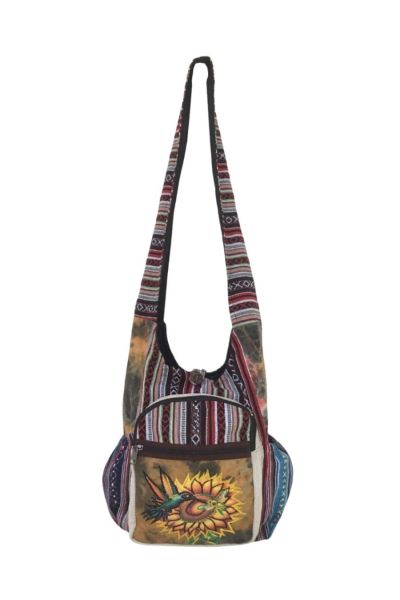 The Collection Royal Boho Hippie Humbling Bird Printed Hobo Bag