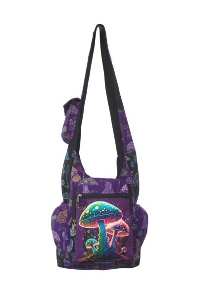The Collection Royal Boho Hippie Psychedelic Mushroom Print Hobo Bag