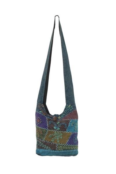 The Collection Royal Vines Embroidered Cotton Hippie Mini Hobo Bag