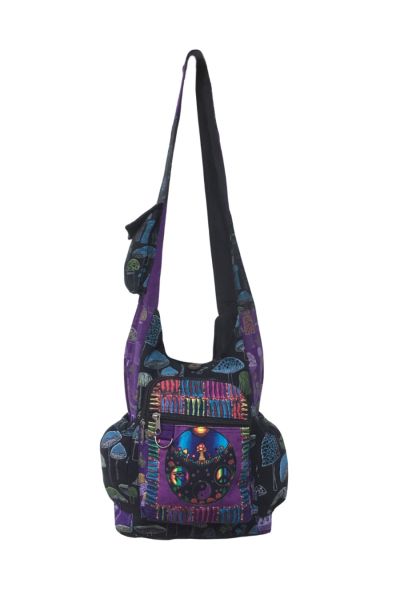 The Collection Royal Boho Hippie Mushroom Art & Yin Yang Mandala Hobo Bag