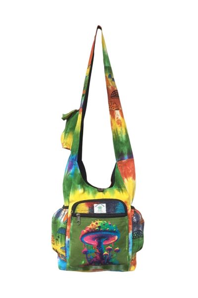 The Collection Royal Rainbow Tie Dye Psychedelic Mushroom Printed Hobo Bag