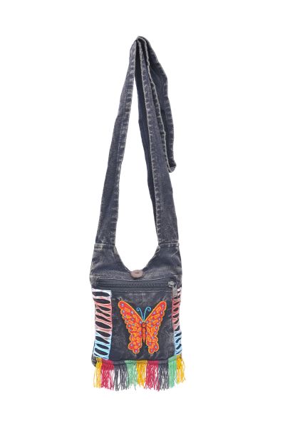 The Collection Royal Butterfly Embroidered Cotton Mini Hobo Bag
