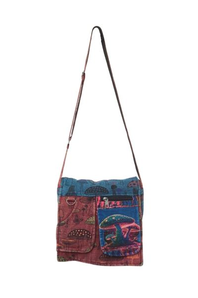 The Collection Royal Boho Hippie Psychedelic Mushroom Print Messenger Bag