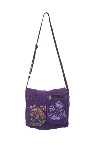 The Collection Royal Boho Hippie Mushroom Print Messenger Bag