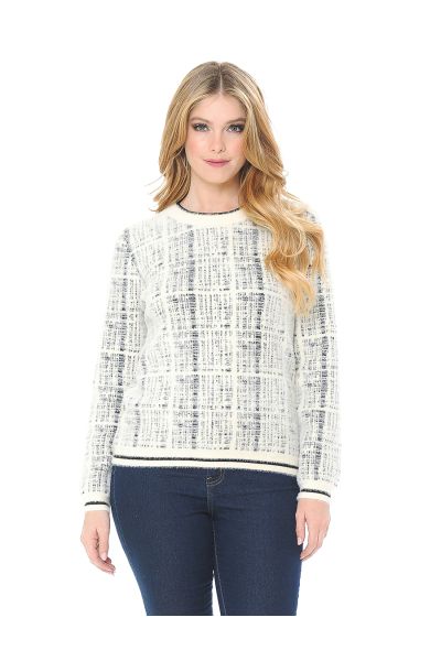 Crew Neck Fuzzy Pull Over Sweater