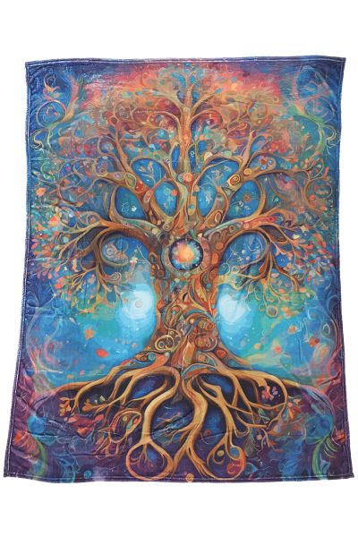 Flannel Fleece Hippie Boho Throw Blanket Tree of Life