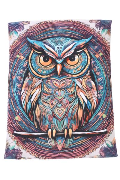 Flannel Fleece Hippie Boho Throw Blanket Hippie Owl