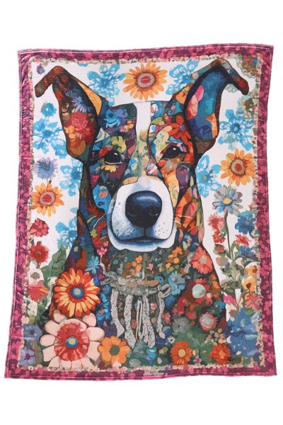 Flannel Fleece Hippie Boho Throw Blanket Hippie Dog